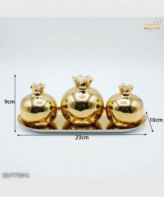 ZEYVE CERAMIC 3-PIECE POMEGRANATE SET TRAY 23x10x9cm